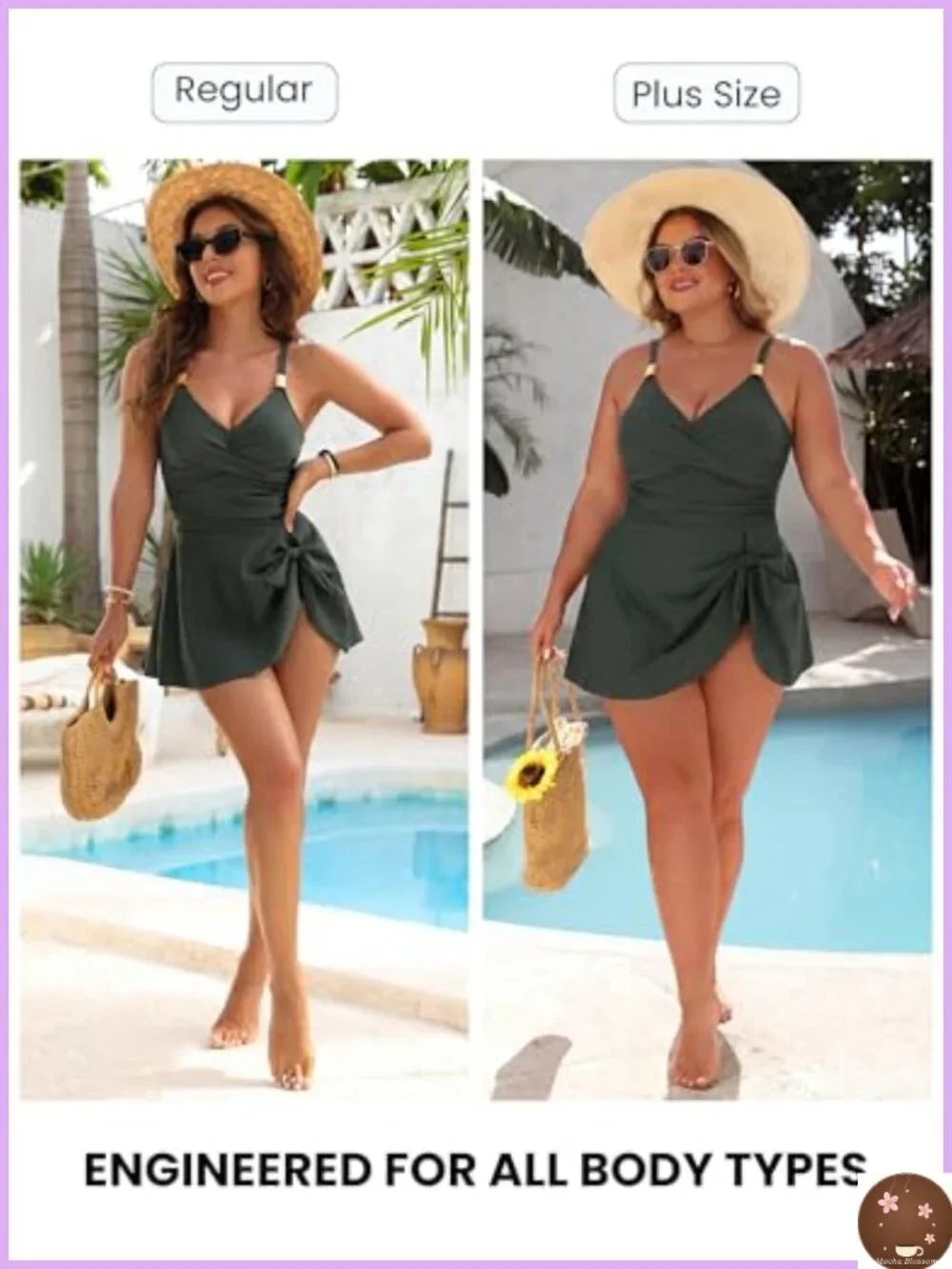 One Piece Swimsuit Tummy Control Bathing Suit Swim Dress Long Torso Modest